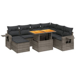 8 részes szürke polyrattan kerti ülőgarnitúra párnákkal 2