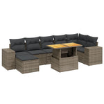 8 részes szürke polyrattan kerti ülőgarnitúra párnákkal 2