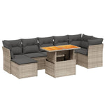 8 részes szürke polyrattan kerti ülőgarnitúra párnákkal 2