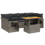 7 részes szürke polyrattan kerti ülőgarnitúra párnákkal 2