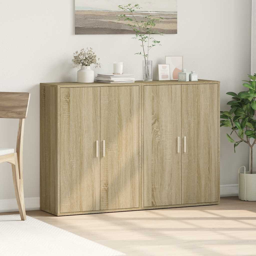 2 db sonoma tölgy színű szerelt fa tálalóasztal 60 x 31 x 84 cm 3