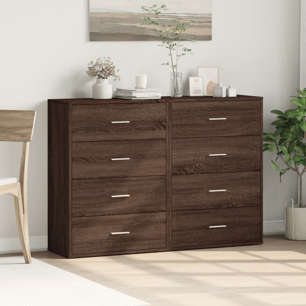 2 db barna tölgy színű szerelt fa tálalószekrény 60x31x84 cm 3