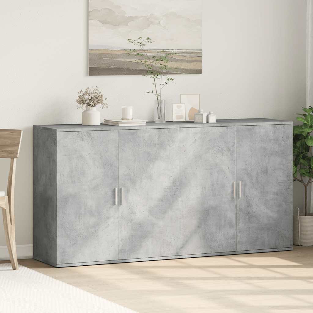 2 db betonszürke szerelt fa tálalószekrény 79 x 38 x 80 cm 3