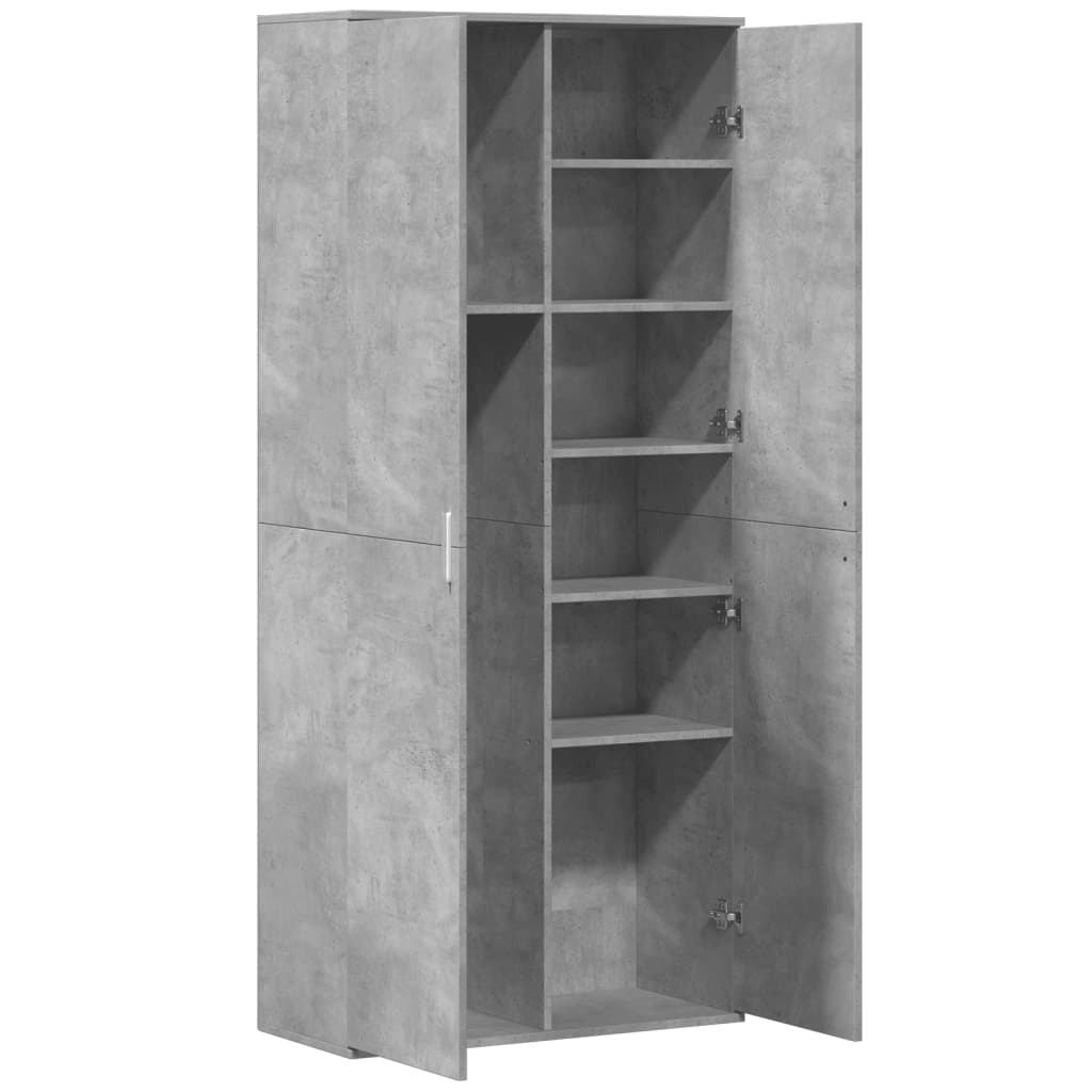 Betonszürke szerelt fa magasszekrény 80 x 35 x 180 cm 6