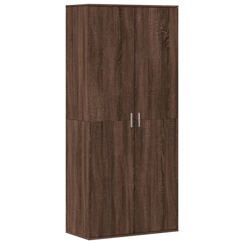 Barna tölgy színű szerelt fa cipőszekrény 80 x 39 x 178 cm 2