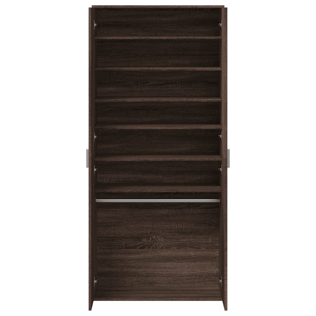Barna tölgy színű szerelt fa cipőszekrény 80 x 39 x 178 cm 6
