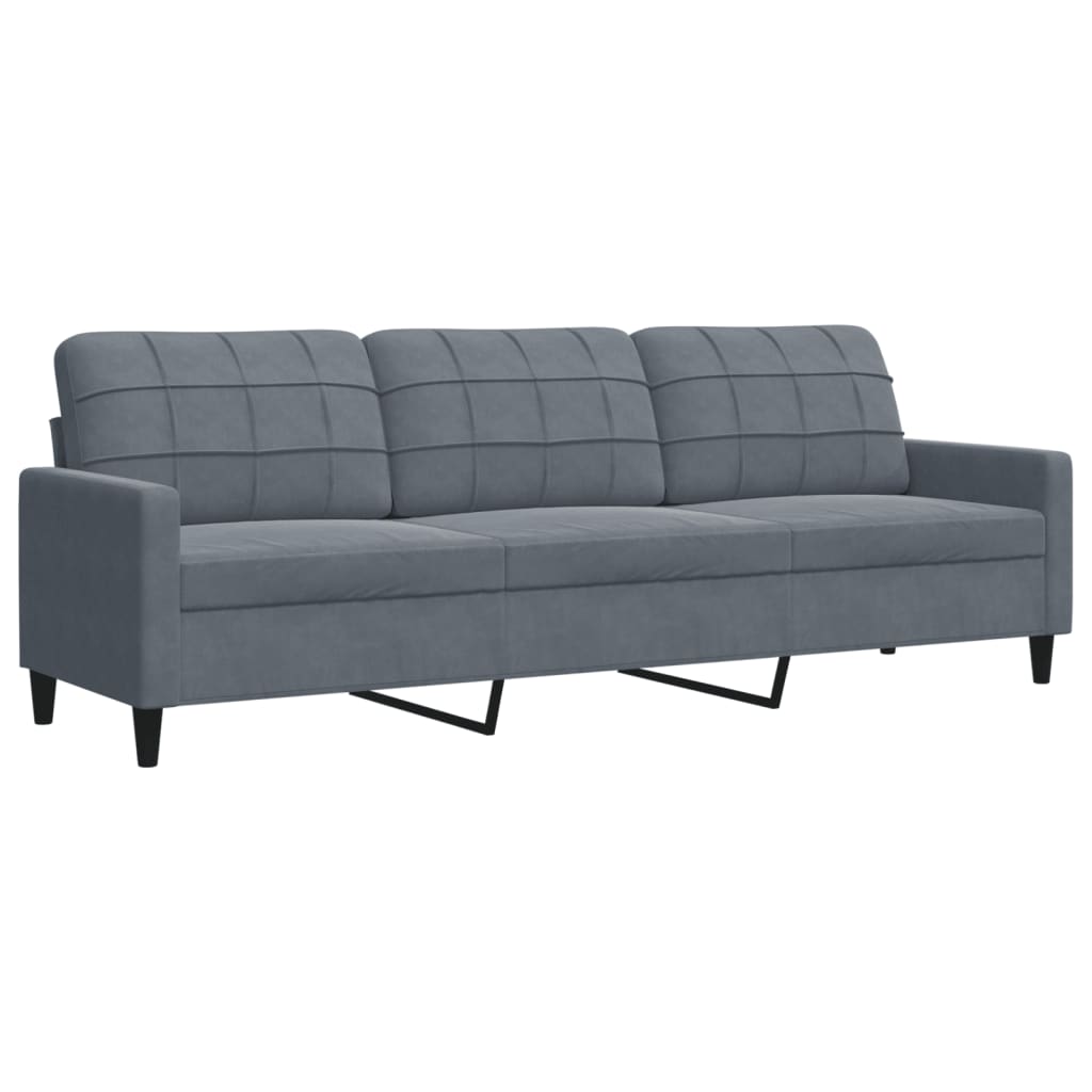 4 részes sötétszürke bársony ülőgarnitúra párnákkal 4