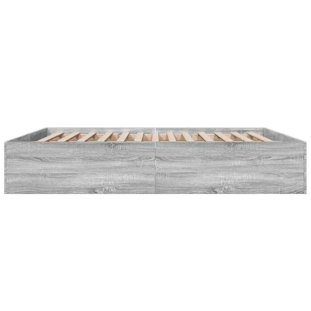 Sonoma tölgyszínű szerelt fa ágykeret 200 x 200 cm 5