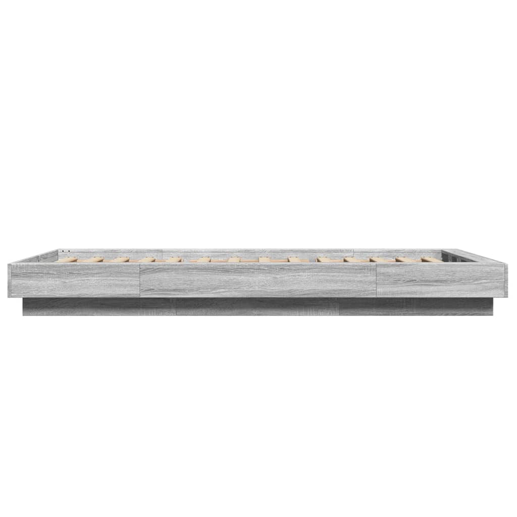 Sonoma tölgyszínű szerelt fa ágykeret LED-del 100 x 200 cm 6