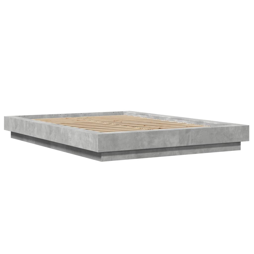 Betonszürke szerelt fa ágykeret LED-del 120 x 190 cm 3