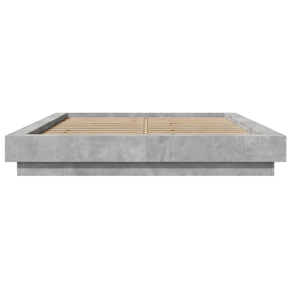 Betonszürke szerelt fa ágykeret LED-del 120 x 190 cm 5