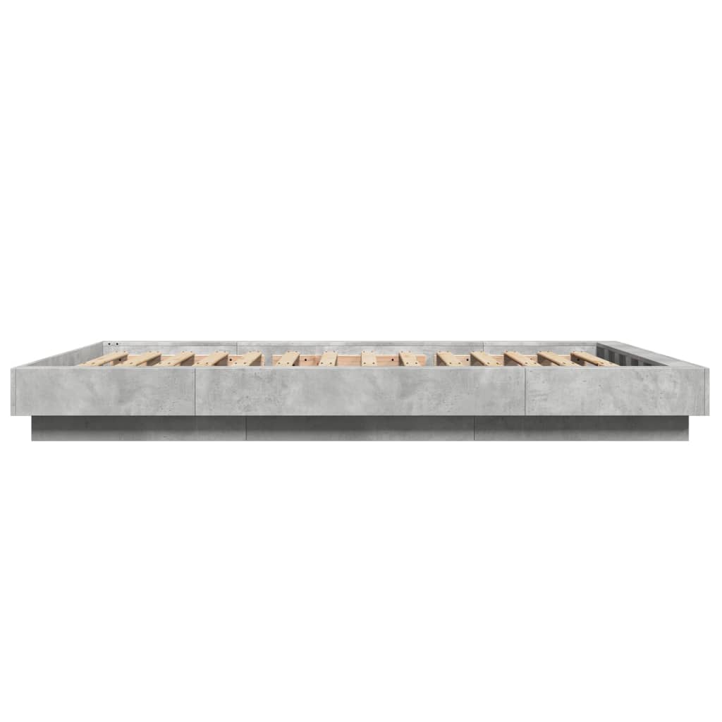 Betonszürke szerelt fa ágykeret LED-del 120 x 190 cm 6