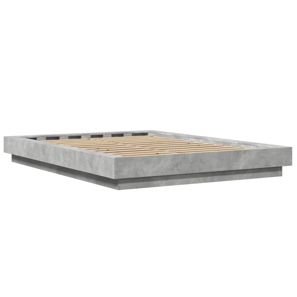 Betonszürke szerelt fa ágykeret LED-del 120 x 190 cm 7