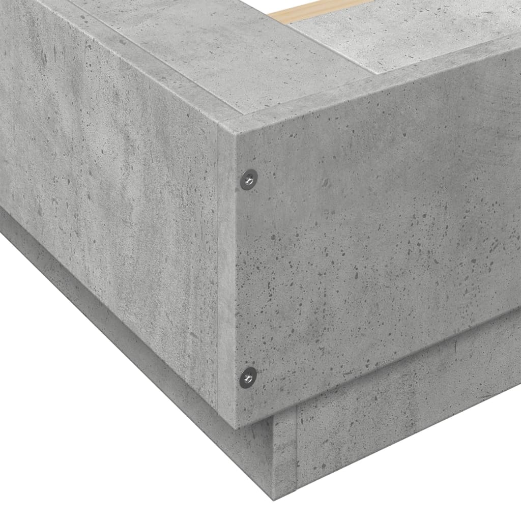 Betonszürke szerelt fa ágykeret LED-del 120 x 190 cm 10