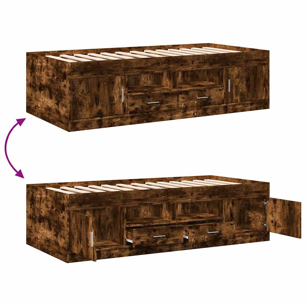 Füstös tölgy kanapéágy fiókkal matrac nélkül 100x200 cm 7