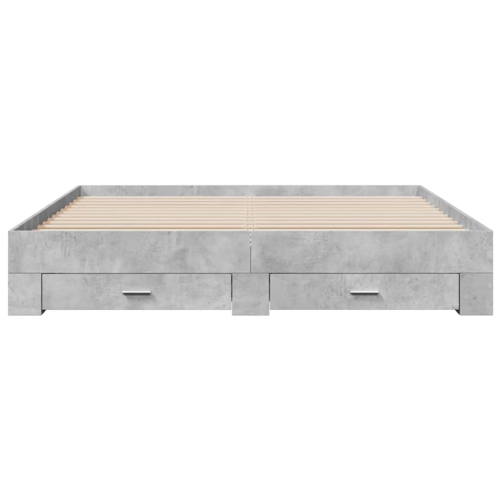 Betonszürke szerelt fa ágykeret fiókokkal 200 x 200 cm 4