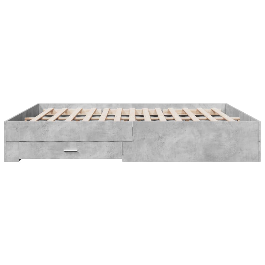 Betonszürke szerelt fa ágykeret fiókokkal 200 x 200 cm 5
