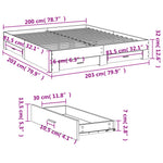 Betonszürke szerelt fa ágykeret fiókokkal 200 x 200 cm 10