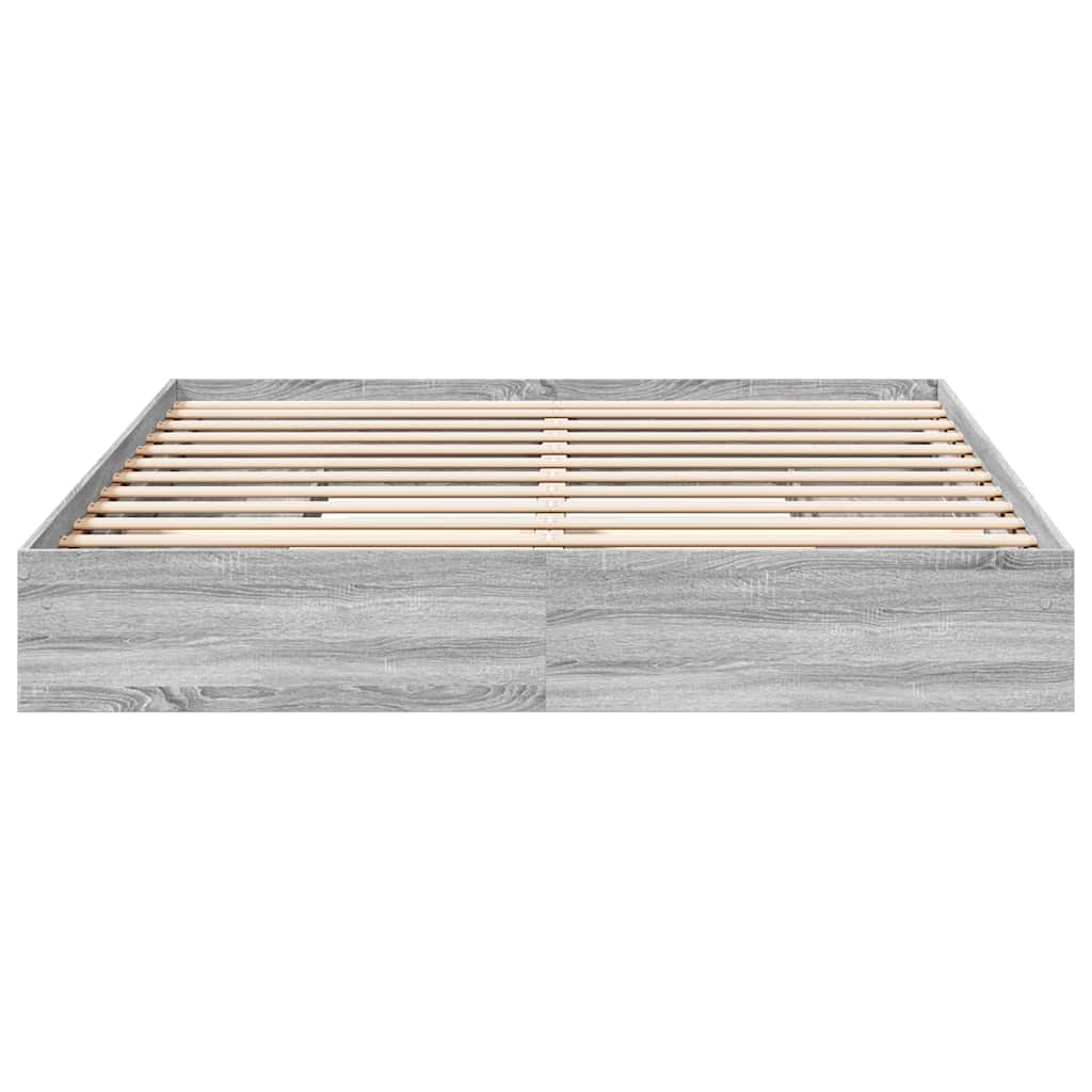 Sonoma tölgyszínű szerelt fa ágykeret fiókokkal 200 x 200 cm 4