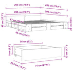 Sonoma tölgyszínű szerelt fa ágykeret fiókokkal 200 x 200 cm 10