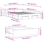Betonszürke szerelt fa ágykeret fiókokkal 150 x 200 cm 10