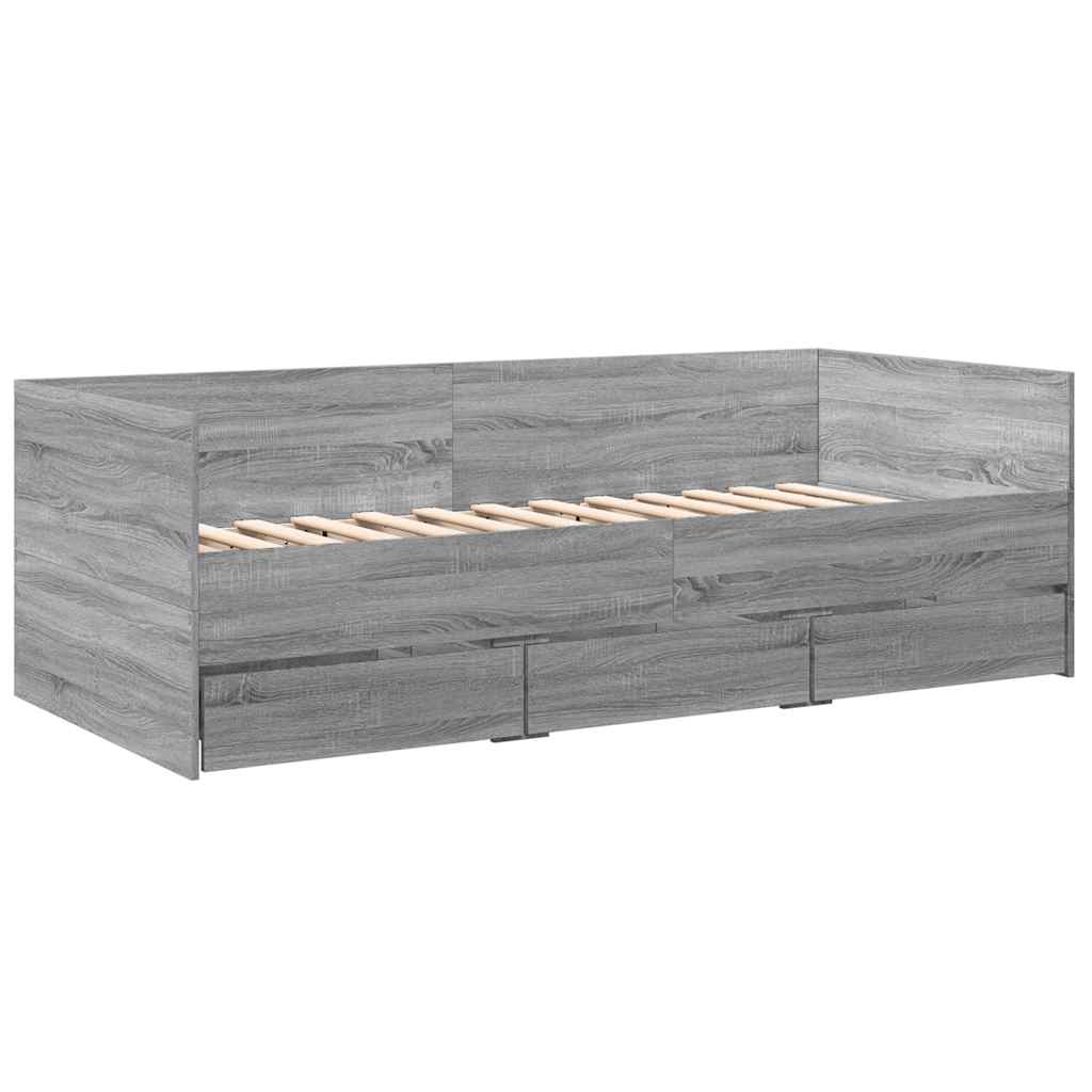 Szürke sonoma kanapéágy fiókkal matrac nélkül 100x200 cm 3