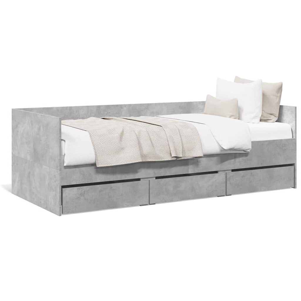 Betonszürke kanapéágy fiókkal matrac nélkül 90x190 cm 2