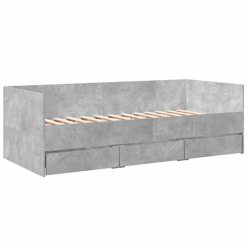 Betonszürke kanapéágy fiókkal matrac nélkül 90x190 cm 3