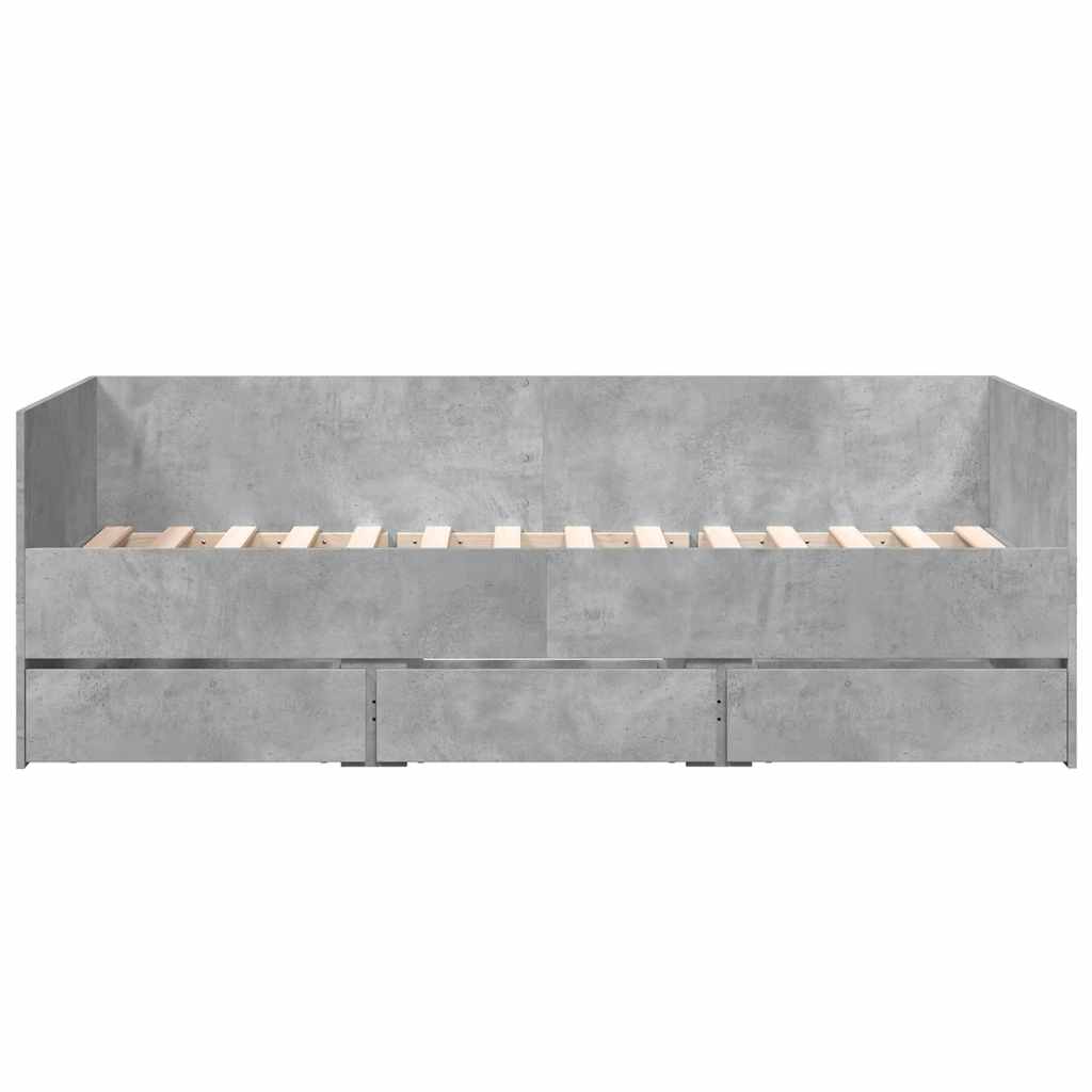 Betonszürke kanapéágy fiókkal matrac nélkül 90x190 cm 4