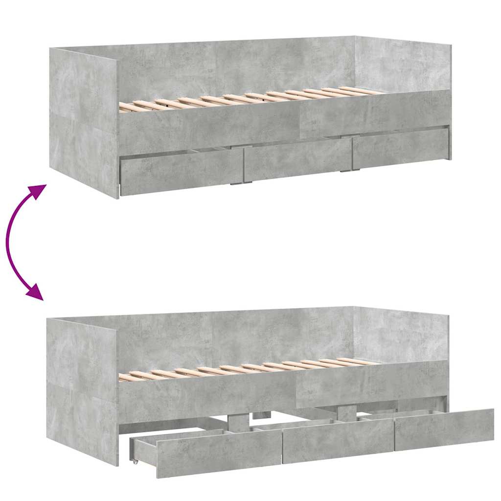 Betonszürke kanapéágy fiókkal matrac nélkül 90x190 cm 8