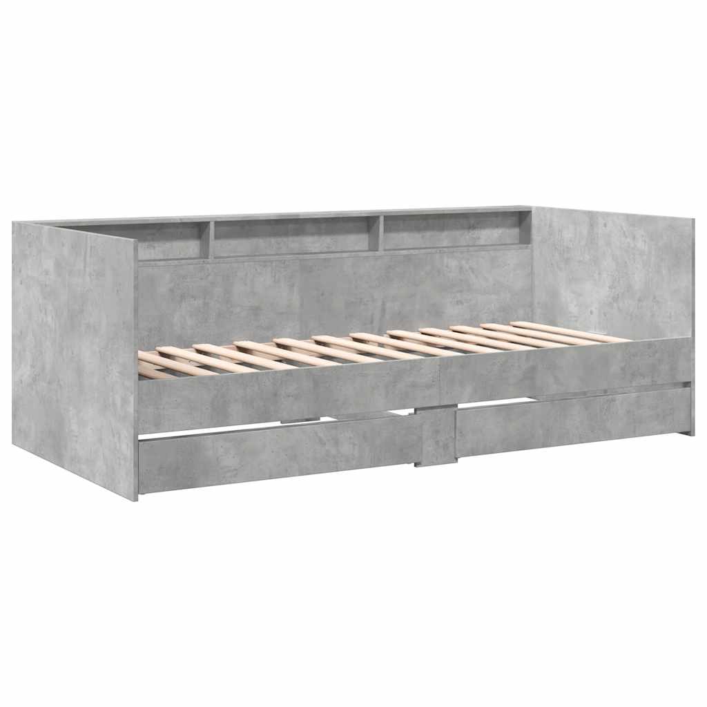 Betonszürke kanapéágy fiókkal matrac nélkül 100x200 cm 3