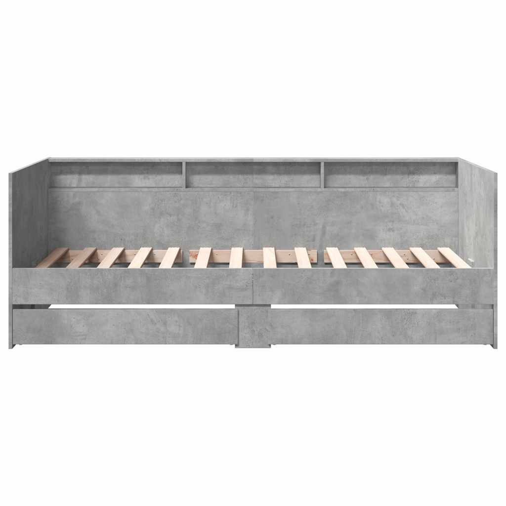 Betonszürke kanapéágy fiókkal matrac nélkül 100x200 cm 4
