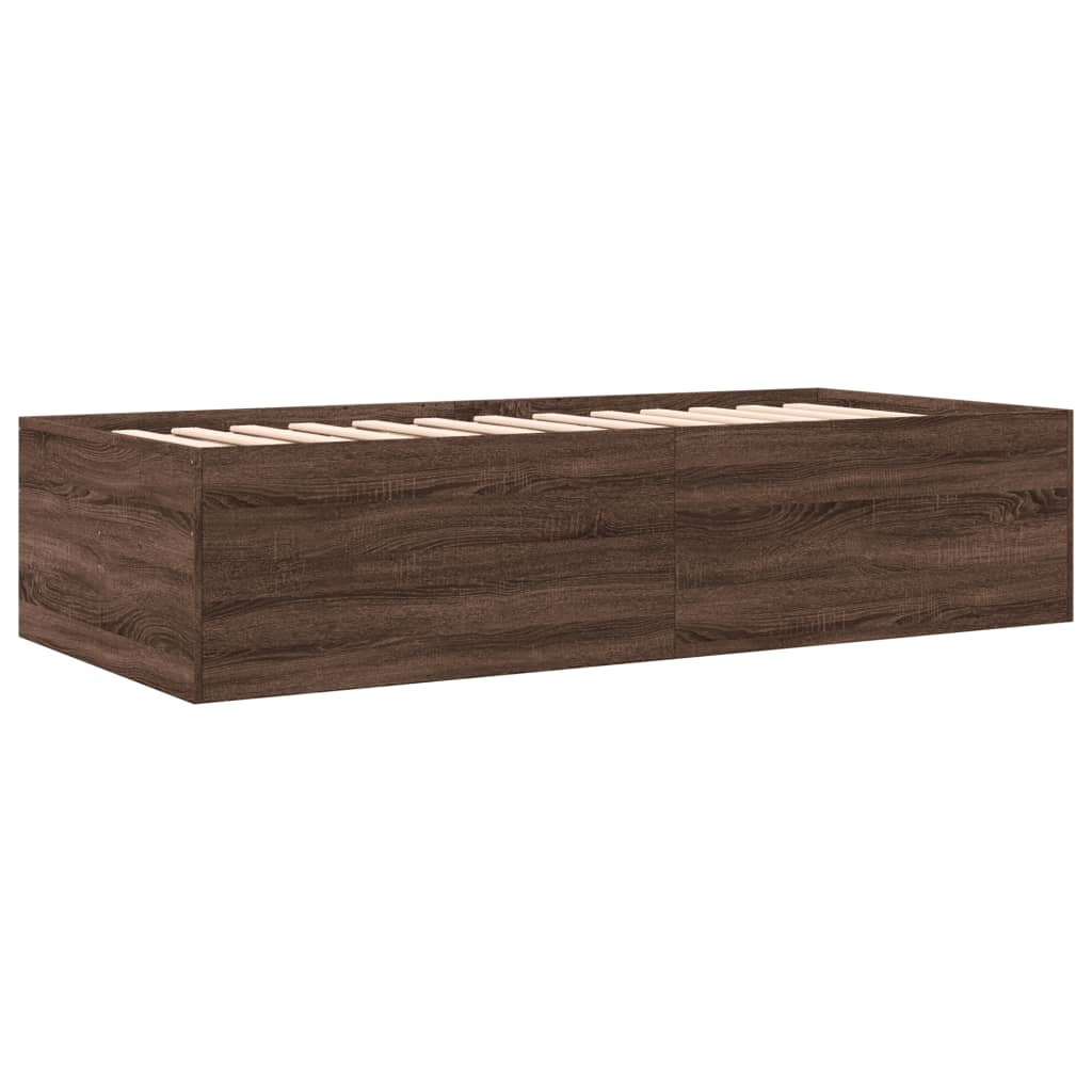 Barna tölgy kanapéágy fiókkal matrac nélkül 75x190 cm 6