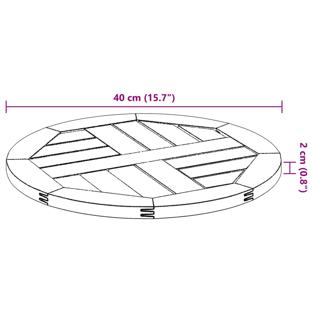 Tömör akácfa kerek asztallap Ø40x2 cm 8
