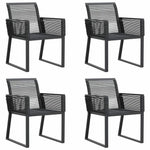 4 db fekete polyrattan kerti szék 2