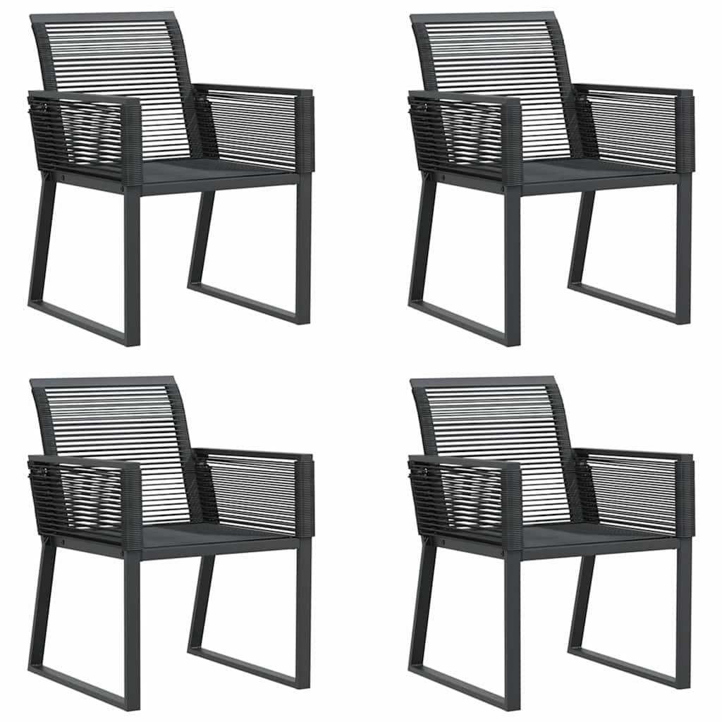 4 db fekete polyrattan kerti szék 2
