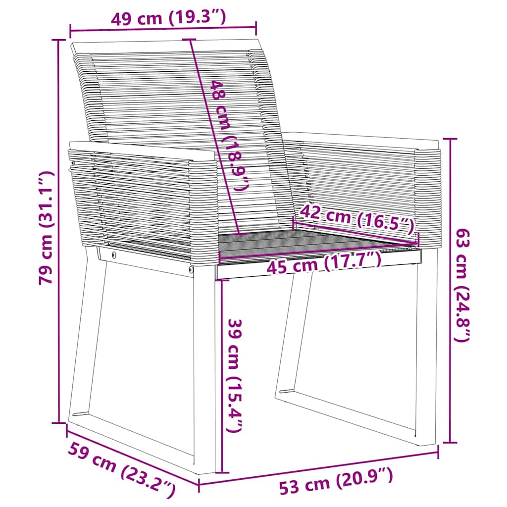 4 db fekete polyrattan kerti szék 9