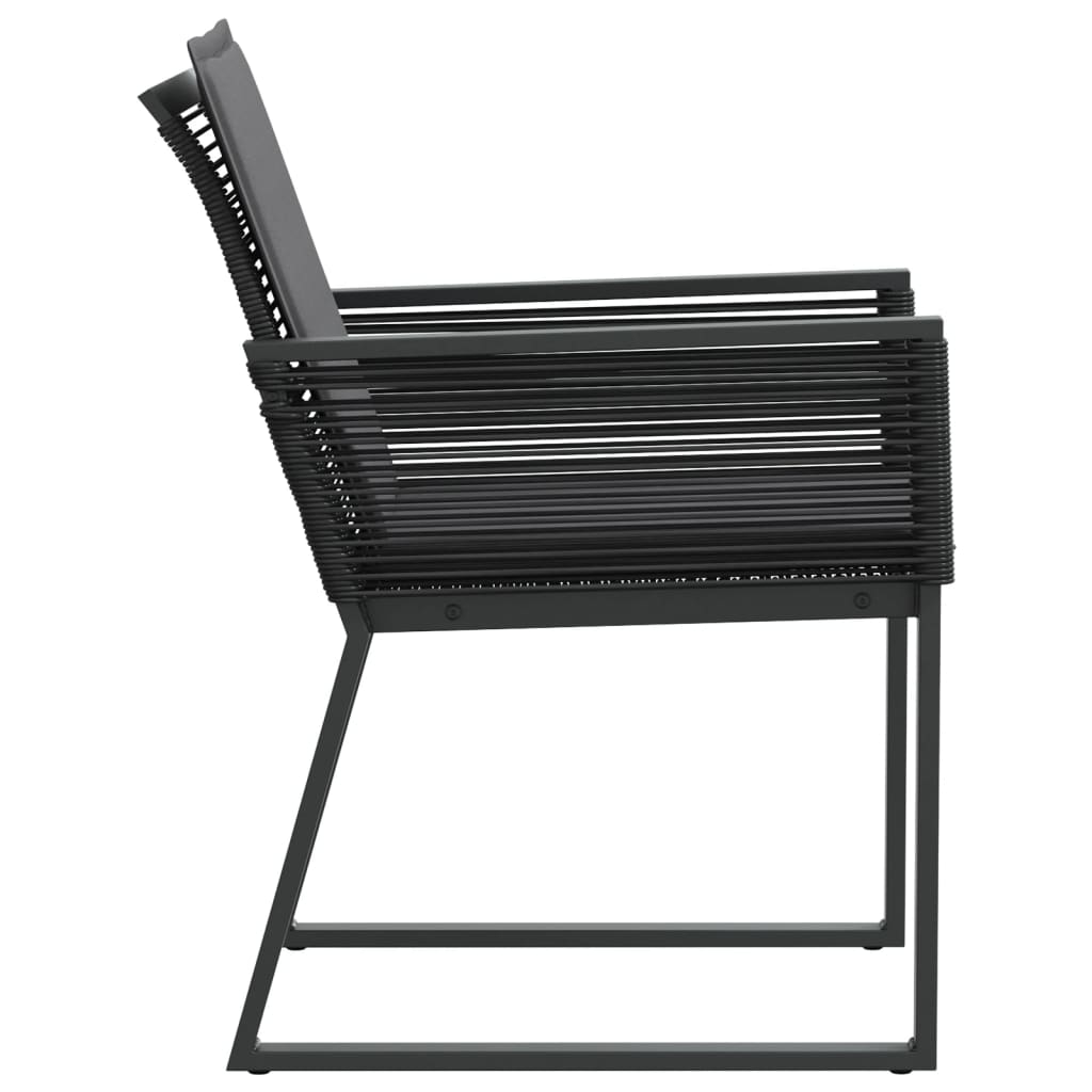 4 db fekete polyrattan kerti szék párnával 6