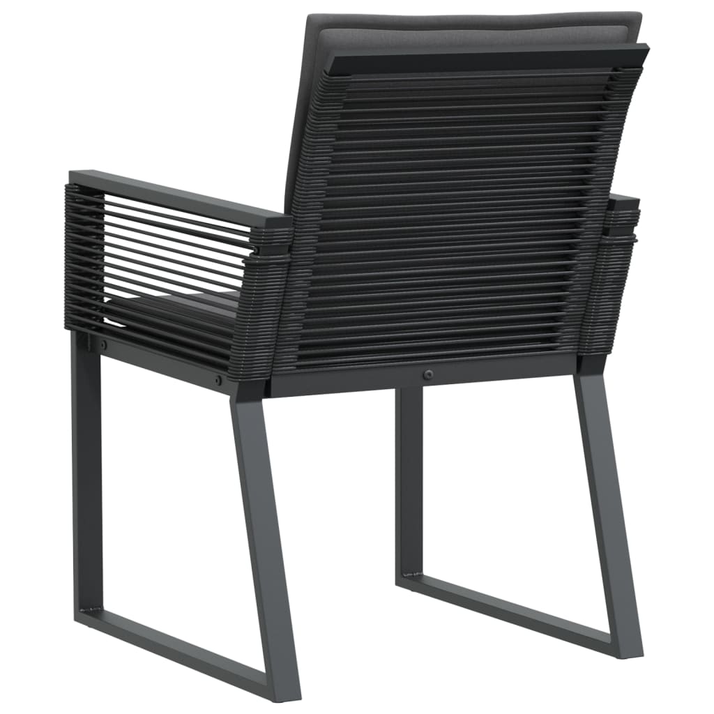 4 db fekete polyrattan kerti szék párnával 7