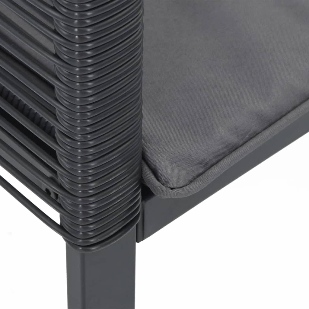 4 db fekete polyrattan kerti szék párnával 8