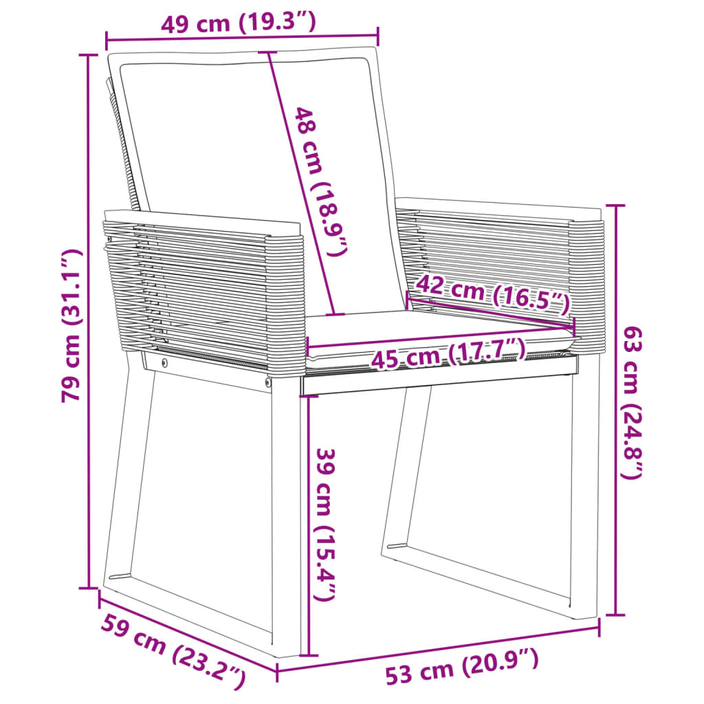 4 db fekete polyrattan kerti szék párnával 9