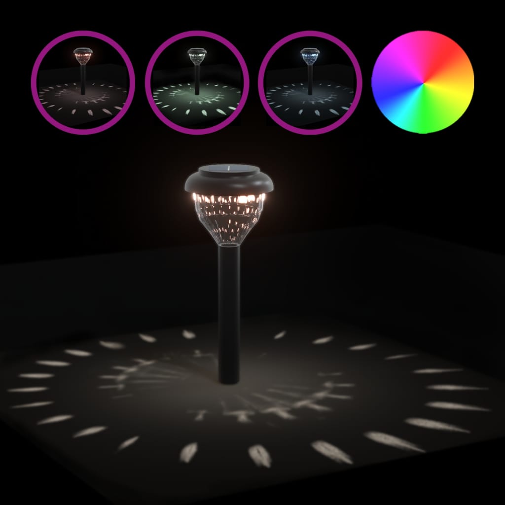 4 db meleg fehér és RGB napelemes ösvény lámpa tüskével 6