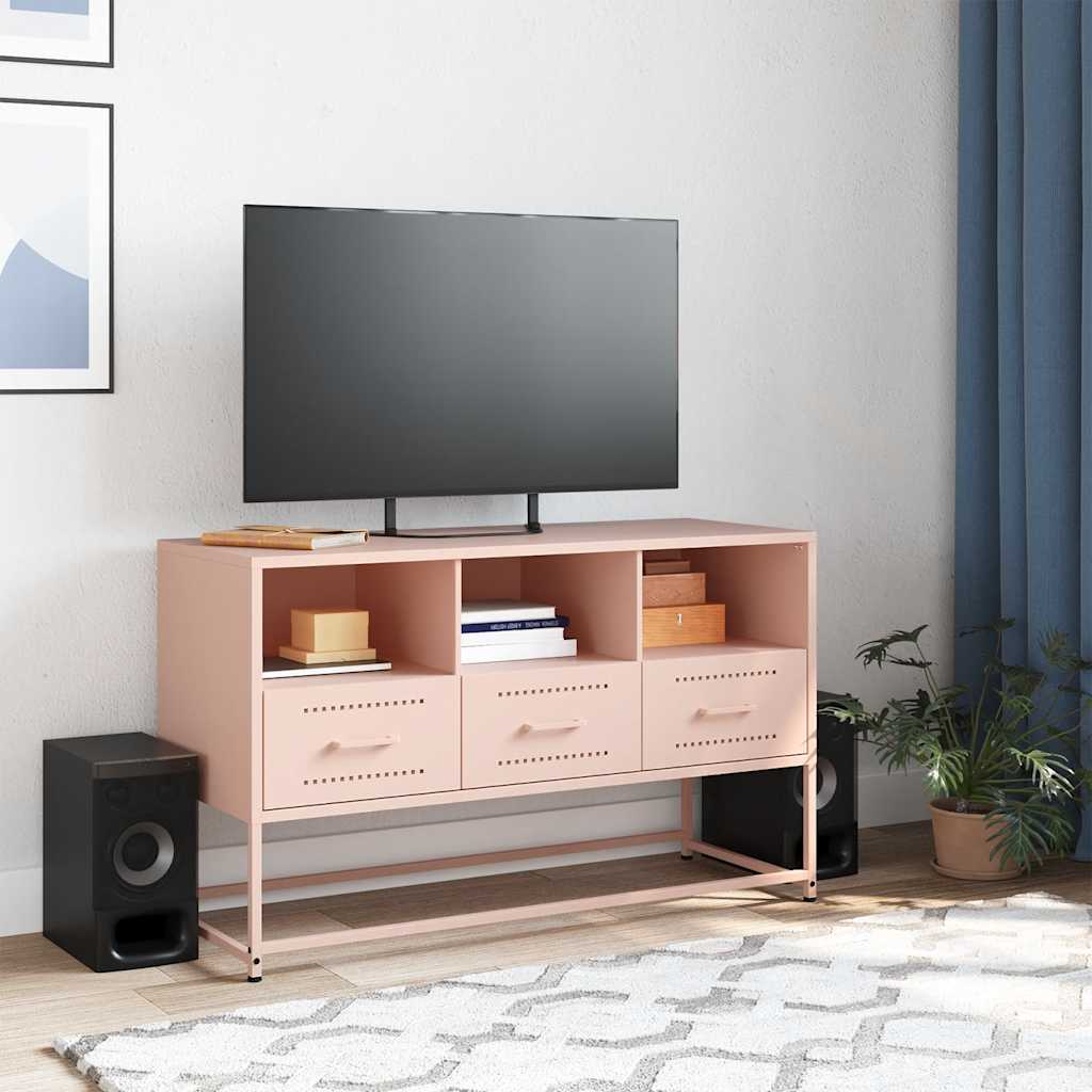 Rózsaszín acél TV-szekrény 100,5x39x60,5 cm 3