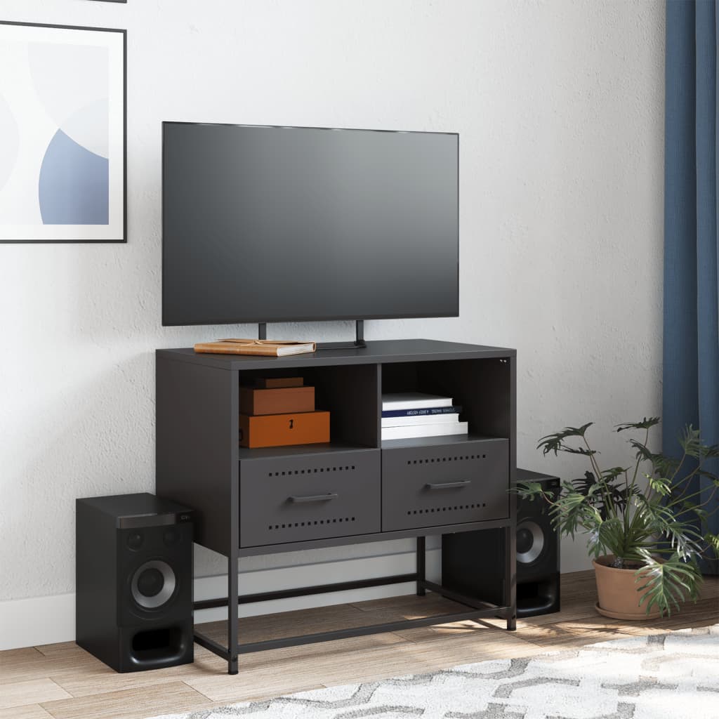 Fekete acél TV-szekrény 68 x 39 x 60,5 cm 3