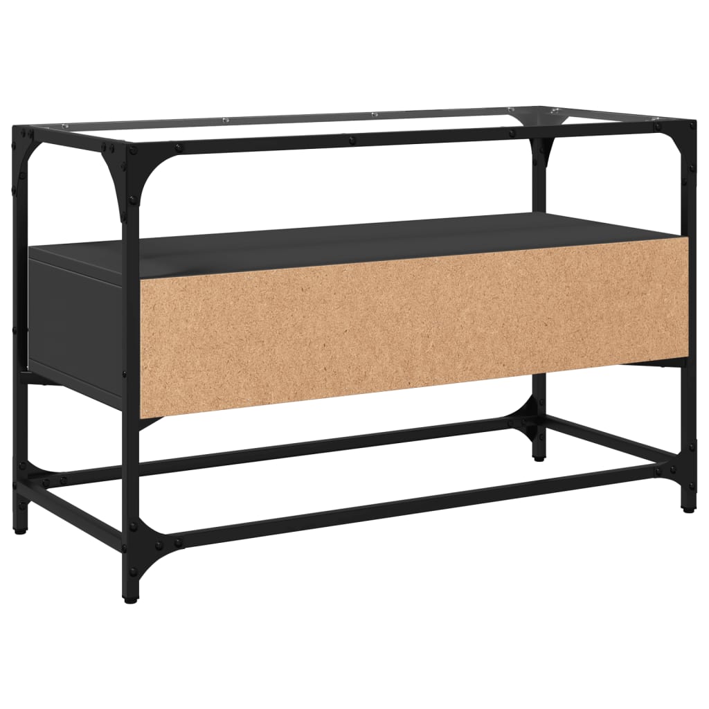 Fekete szerelt fa TV-szekrény üveglappal 80 x 35 x 51 cm 6