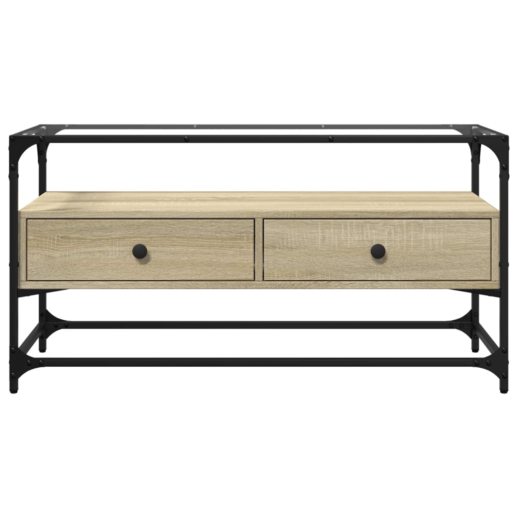 Sonoma tölgy szerelt fa TV-szekrény üveglappal 98 x 35 x 51 cm 4