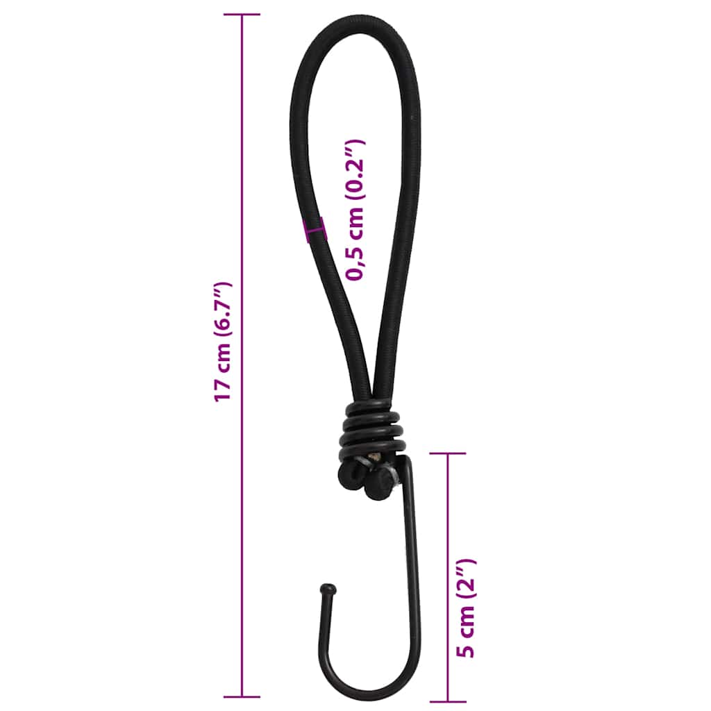 50 db bungeekötél kampókkal 17 cm 6