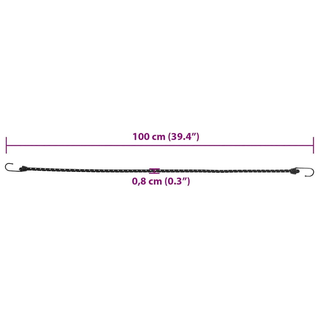 10 db bungeekötél fényvisszaverő csíkokkal és kampókkal 100 cm 7
