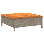 Szürke polyrattan és akácfa kerti asztal 70 x 70 x 25 cm 2