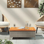 Szürke polyrattan és akácfa kerti asztal 70 x 70 x 25 cm 3